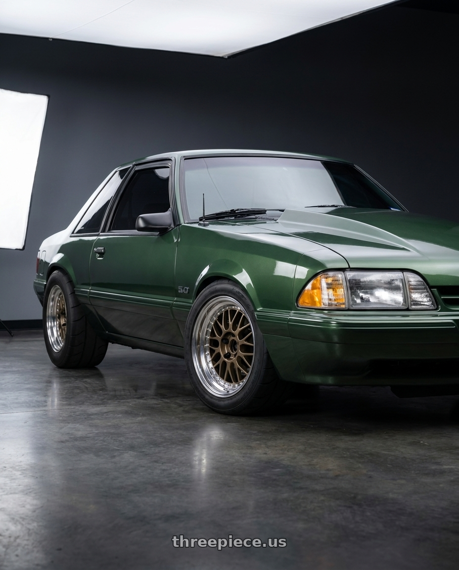 1990 ford mustang with Work Meister M1 3p 4x100 16x10.5+19 W Disk Titanium Gold wheels