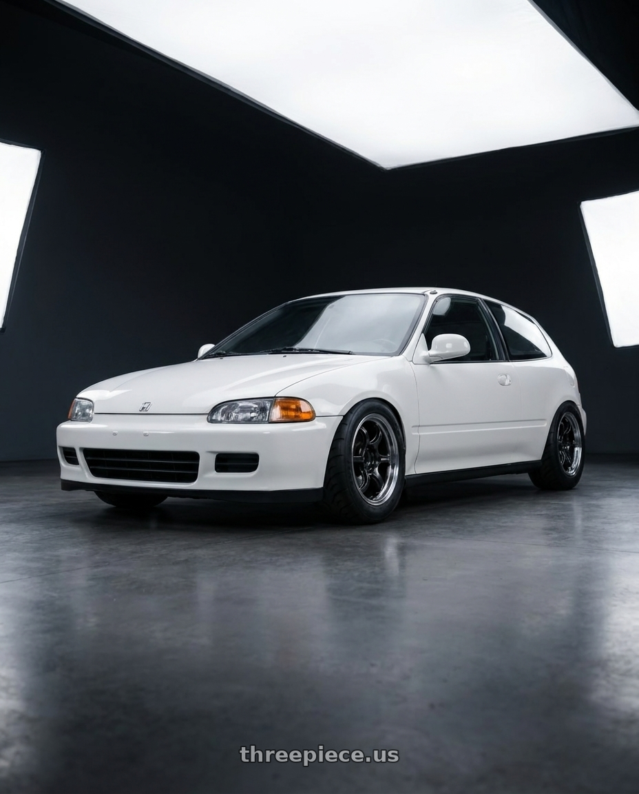 1993 honda civic hatchback with Advan Racing RG-D2 4x100 15x6.0 +38 MACHINING & BLACK GUNMETALLIC wheels