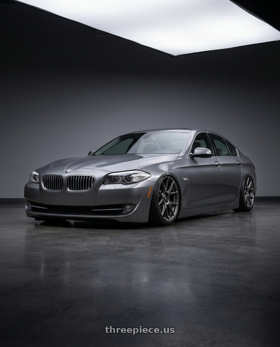 2016 BMW 5 Series F10 with Konig Ampliform 5x120 20x8.5+45 Dark Metallic Graphite wheels