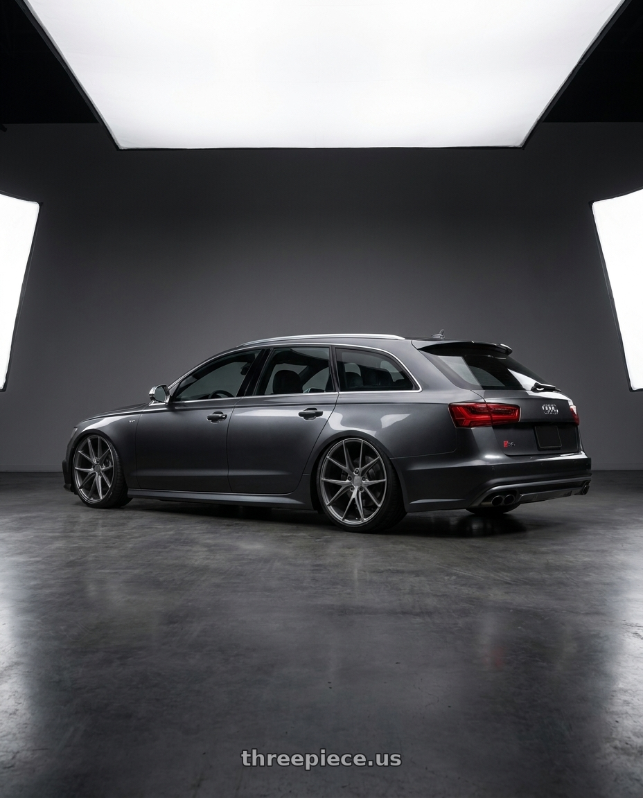 2016 Audi S6 C7 with Niche 1PC M116 MISANO 5X112 20X9 +38 MATTE GUN METAL wheels rear three quarter view slight stretch tires