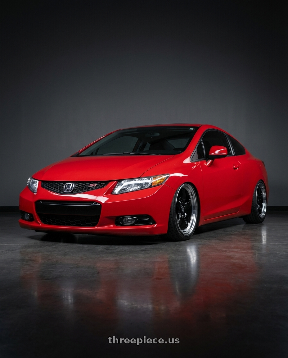 2011 Honda Civic Si with Forgestar D5 Drag 5x114.3 18x10 +22 Gloss Black Machined wheels