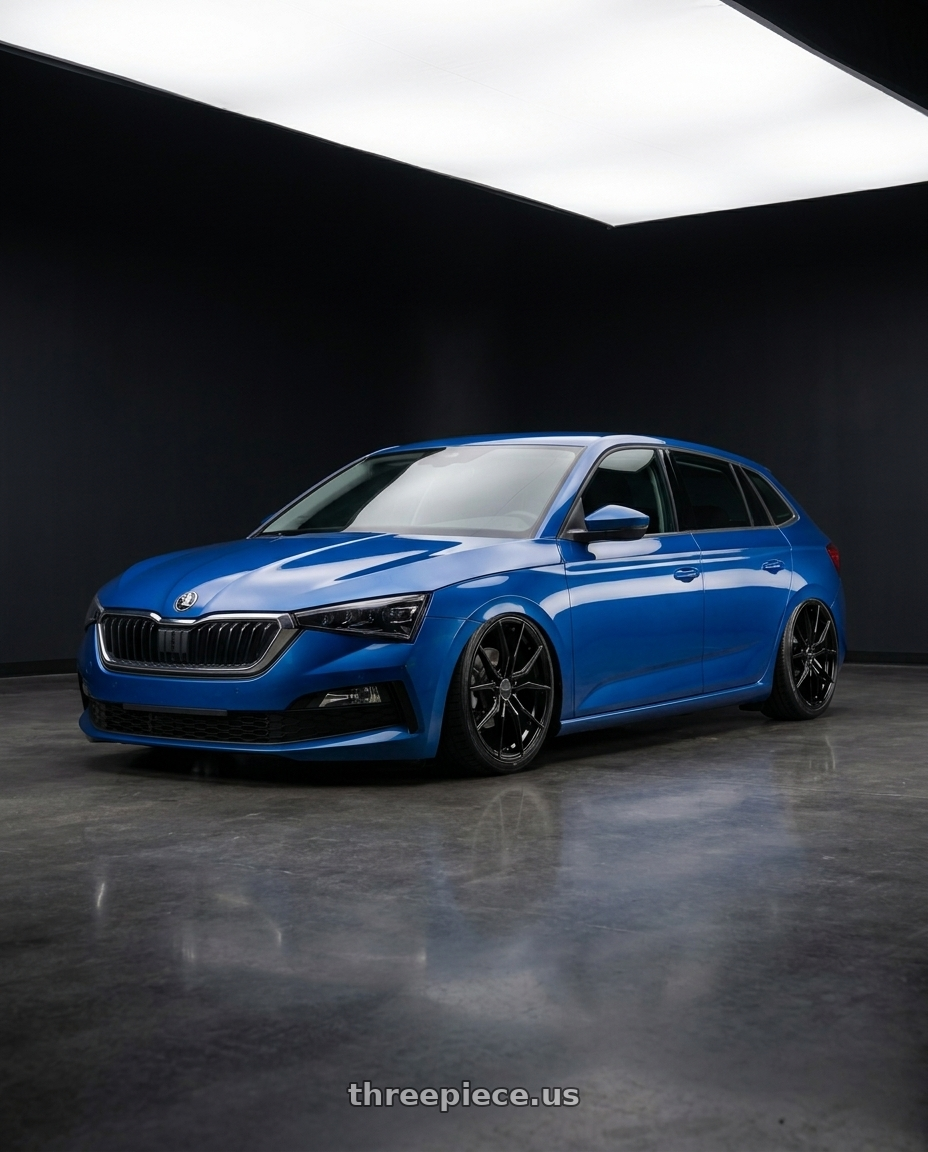 2020 Skoda scala with Advanti Racing 80B Hybris 5X112 17x7.5 +45 Gloss Black wheels