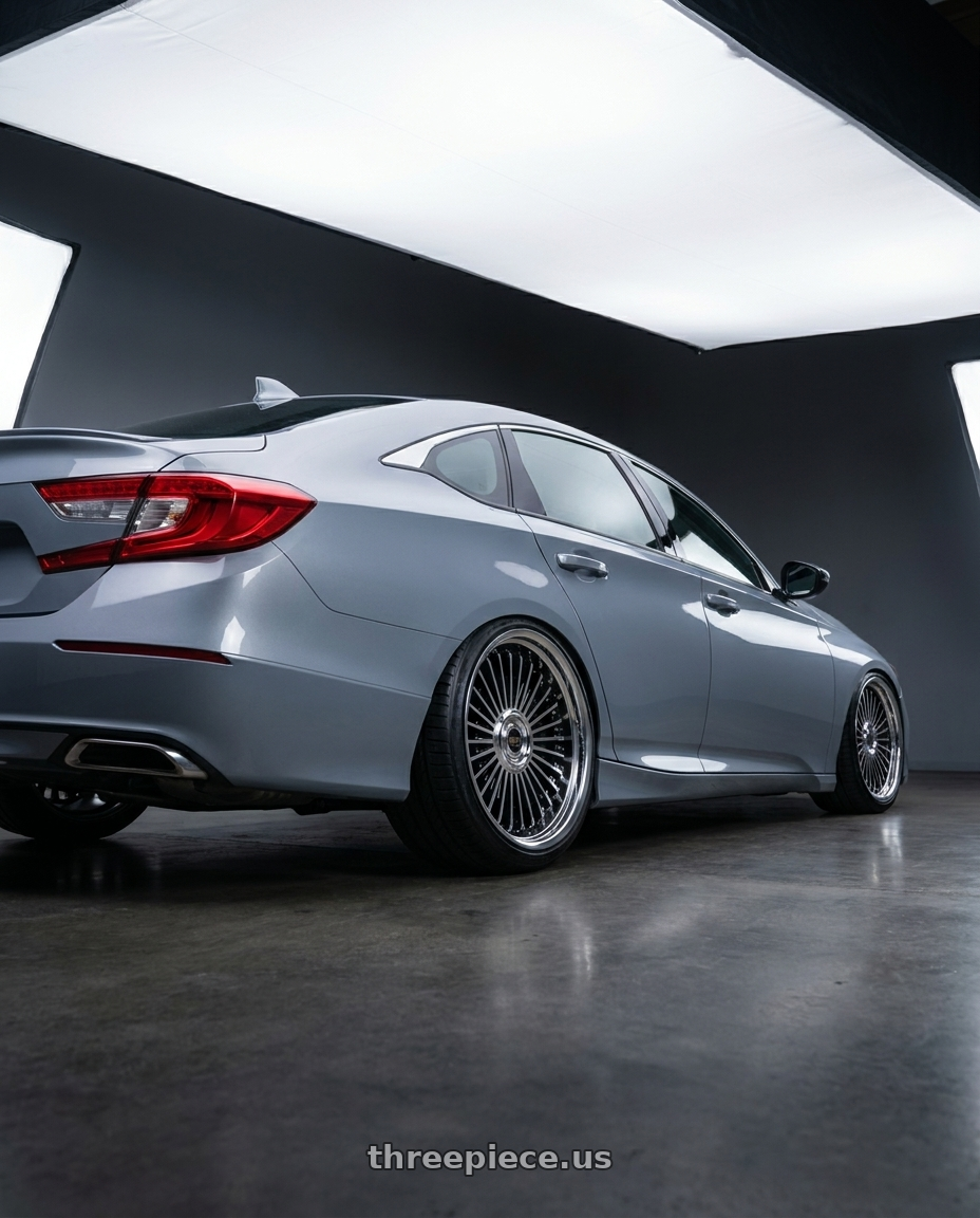 2021 Honda Accord with Work Emitz Black Polish 5x114.3 19x7.5 +45 wheels rear three quarter view square tires