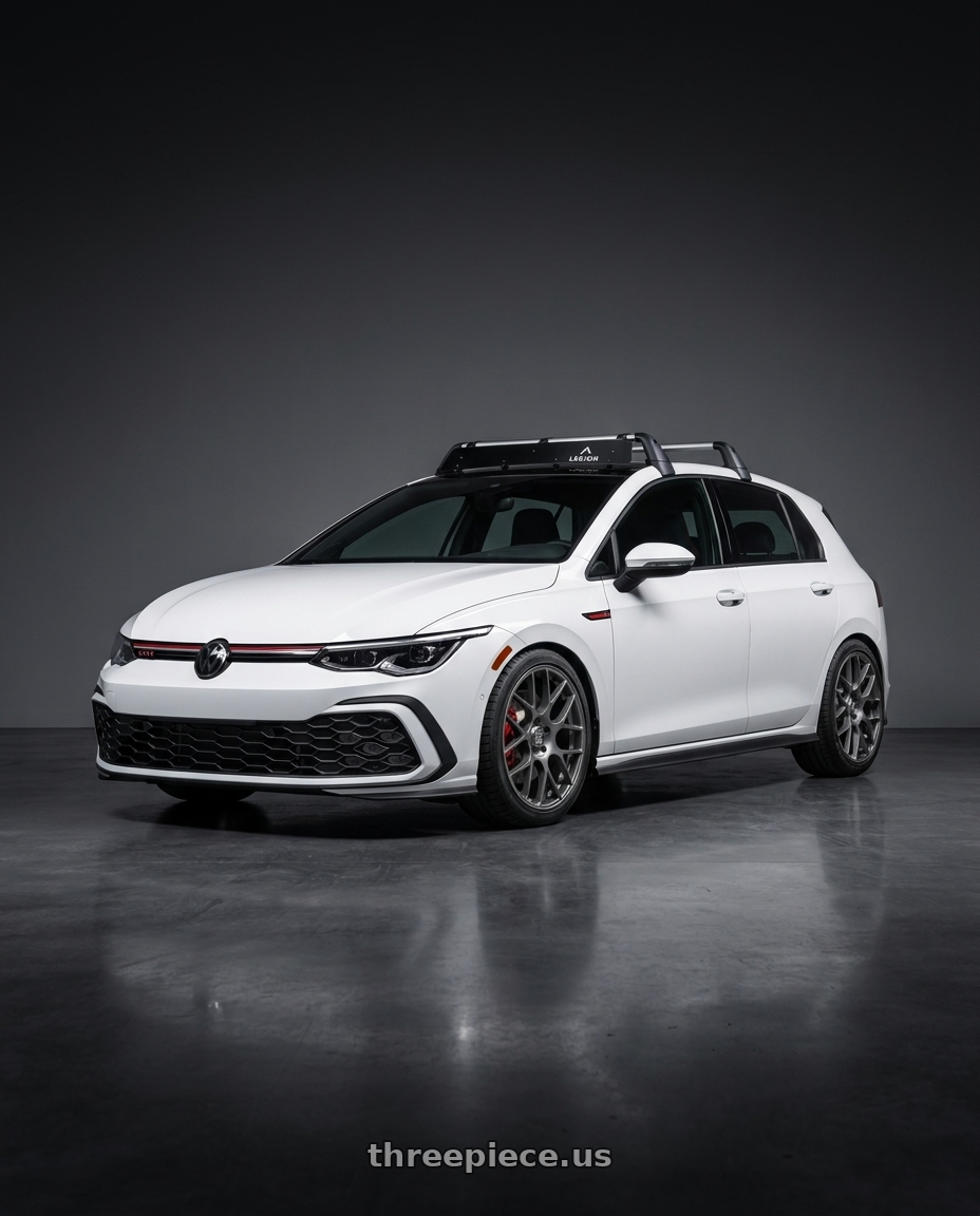 2024 vw gti se white with fifteen52 APEX 5x112 / 5x120 18x8.5 +35 FROSTED GRAPHITE (SATIN GREY) wheels