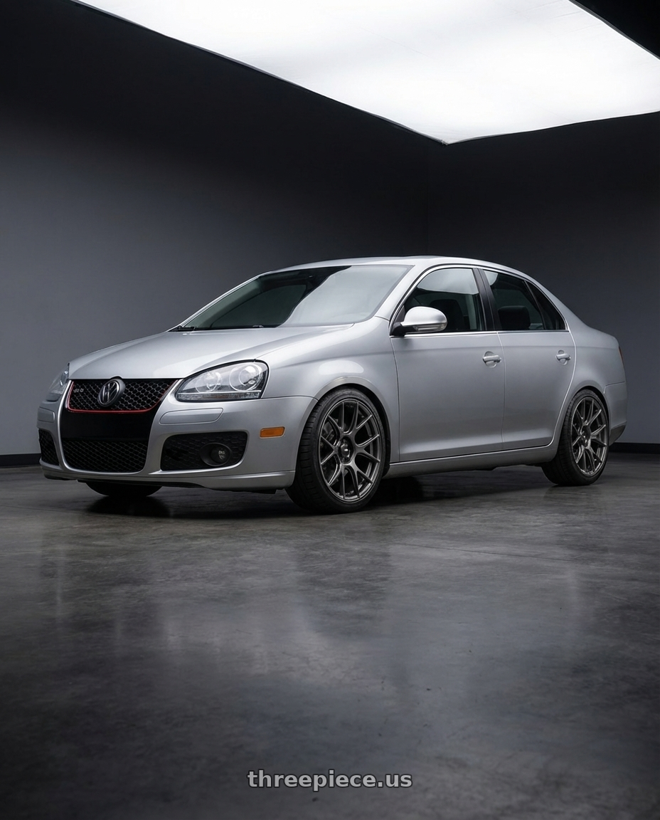 2009 Volkswagen Jetta GLI MK5 with Konig Ampliform 5x112 18x8.5+43 Dark Metallic Graphite wheels