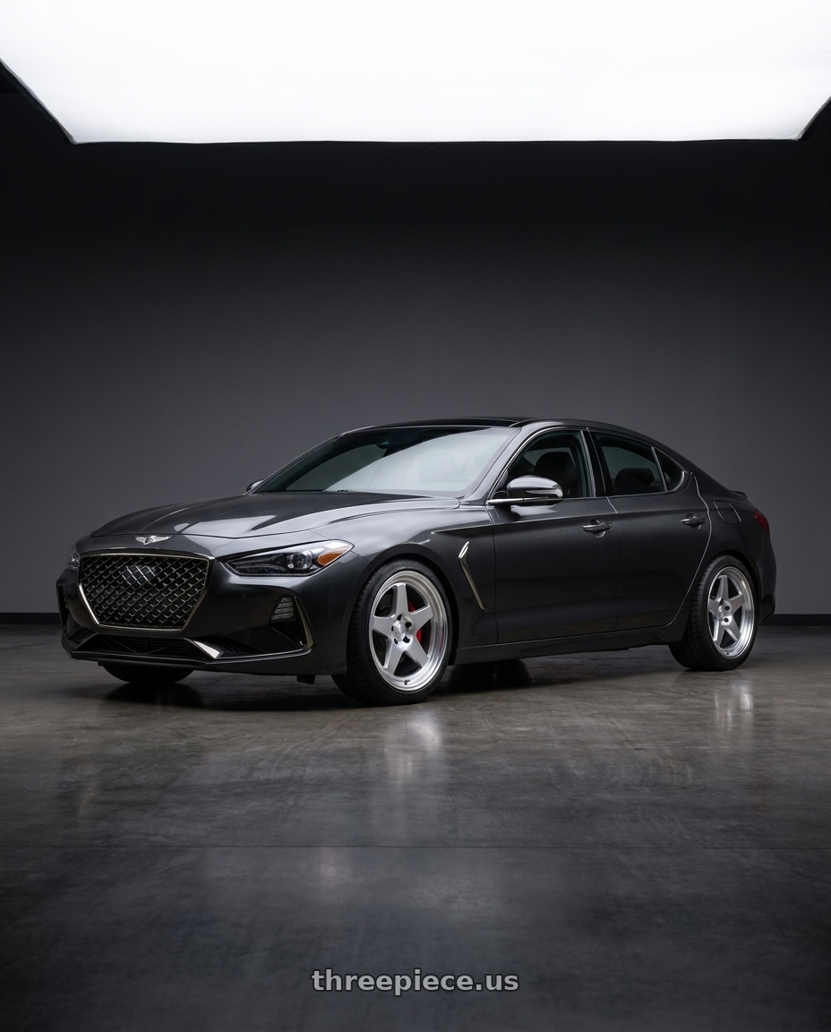 2019 Genesis G70 with Kansei K12H KNP 5X100 18x10.5 12 Hyper Silver wheels