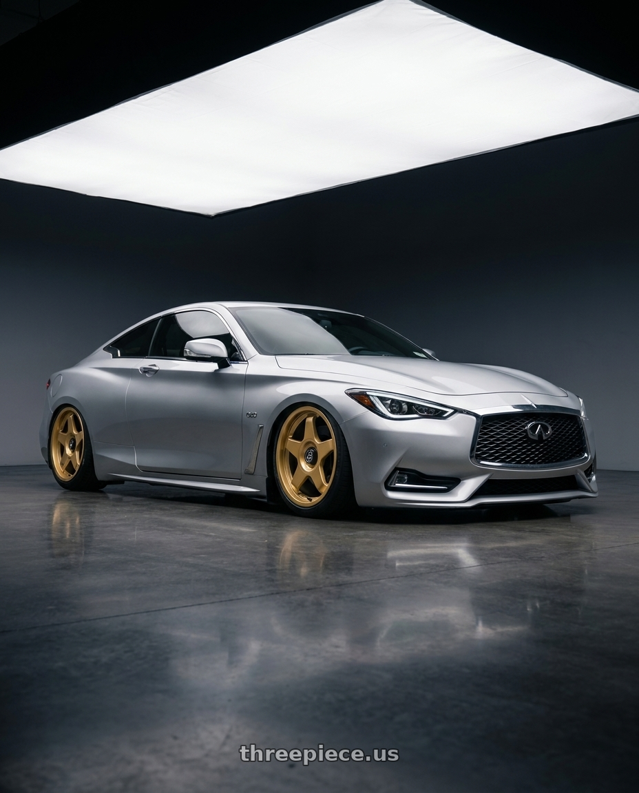 2020 Infiniti Q60 with fifteen52 CHICANE 5x114.3 / 5x120 19x8.5 +35 GOLD (GLOSS GOLD) wheels