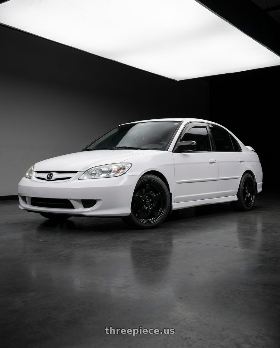 2004 Honda Civic with Vors LT05 4x100 15x7  +40 Gloss Black wheels