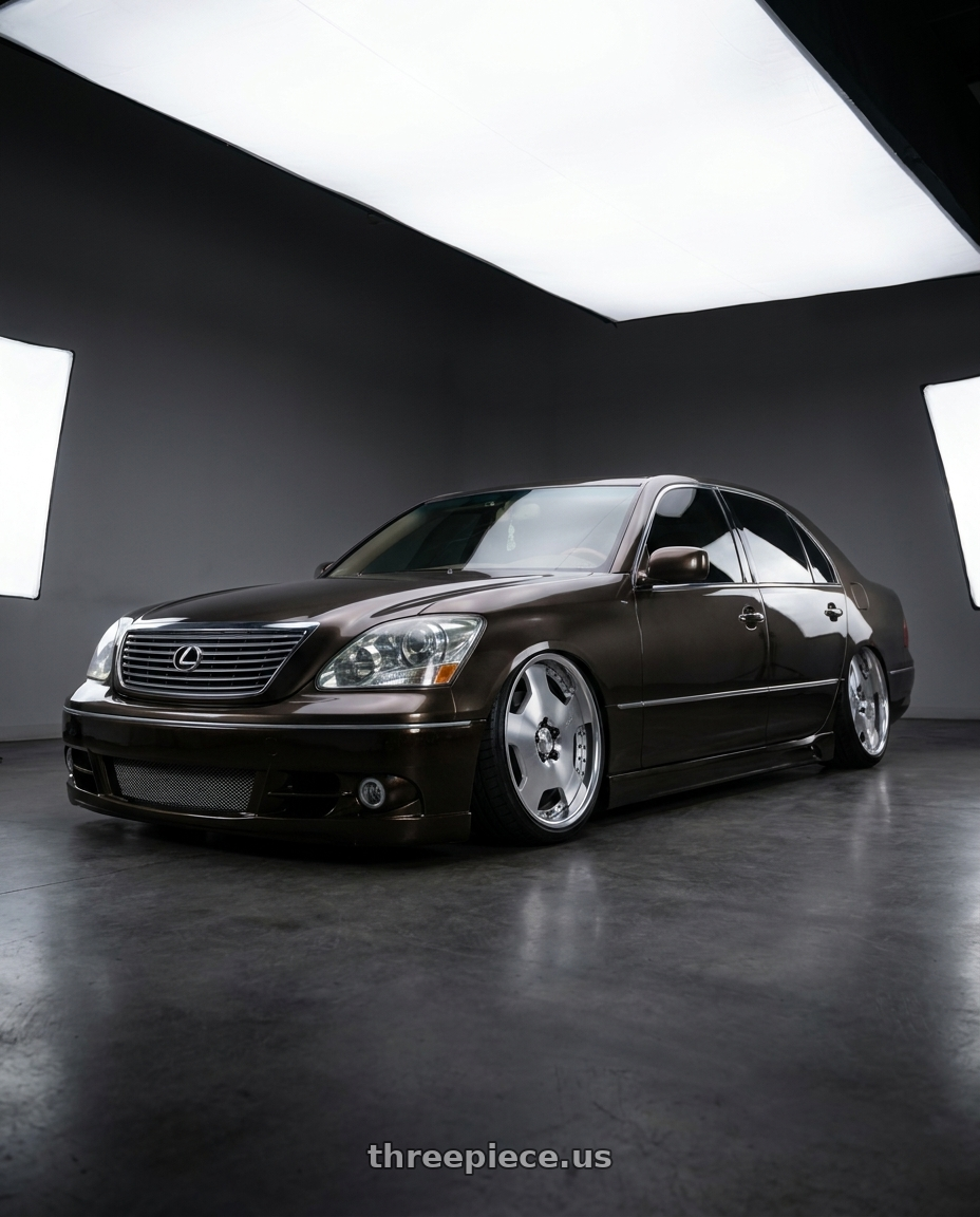2004 Lexus LS430 with Work Lanvec Ld1 5x114.3 20x9.5+38 O Disk Machine Silver Polish wheels
