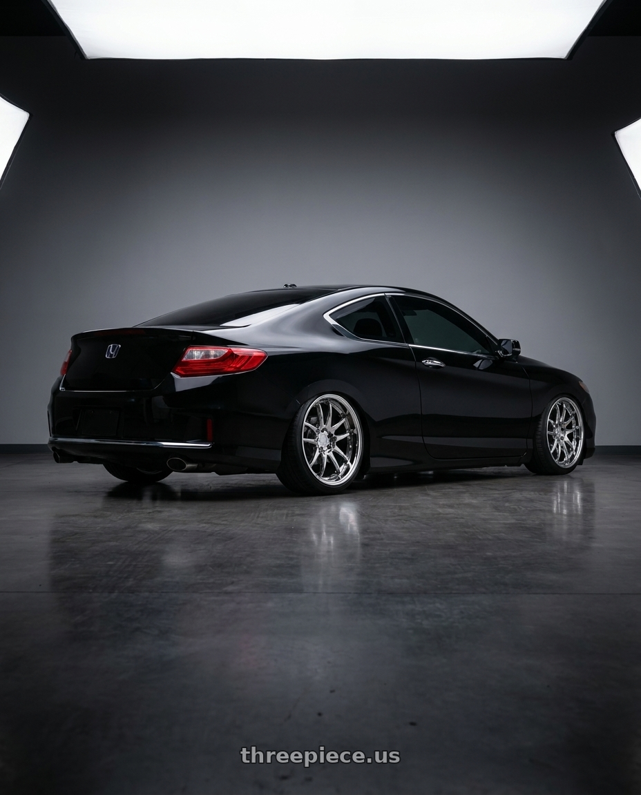 2015 accord coupe  with Aodhan DS02 5x114.3 19x9.5 +30 Vacuum Chrome wheels rear three quarter view slight stretch tires