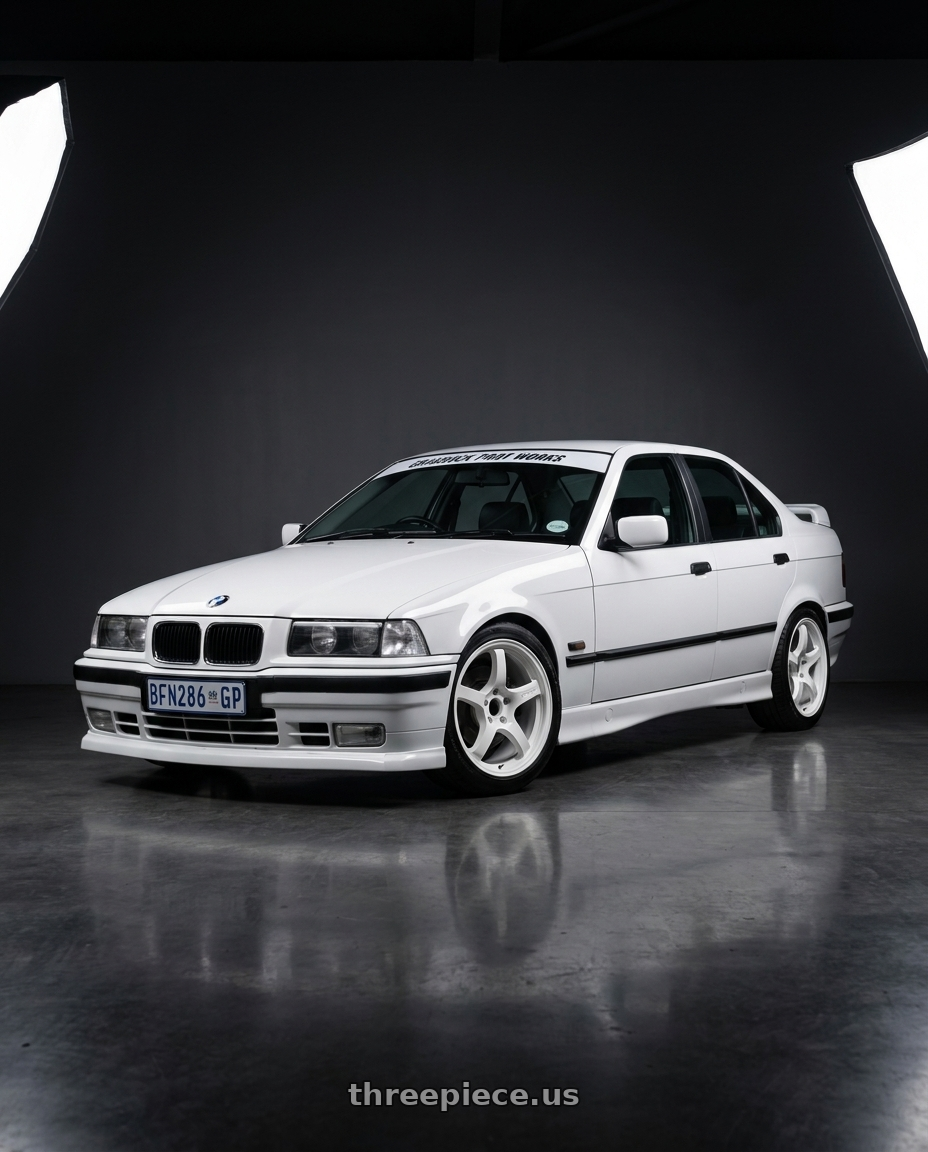 1996 BMW E36 with Gram Lights 57CR 5x114.3 19x9.5+45 Ceramic Pearl wheels