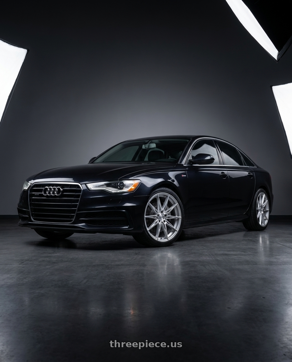 2012 Audi a6 with KATANA RACING KR10 5x112 18x8 +40 Glossy Silver Machine Face wheels