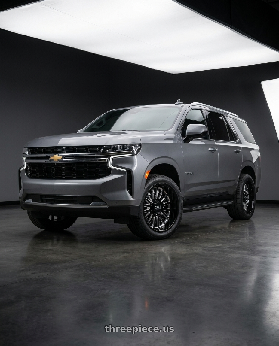 2021 Chevrolet Tahoe LS with Cali Off-Road Summit 9110 6x139.7 22x10+0 Gloss Black/Milled Spokes wheels
