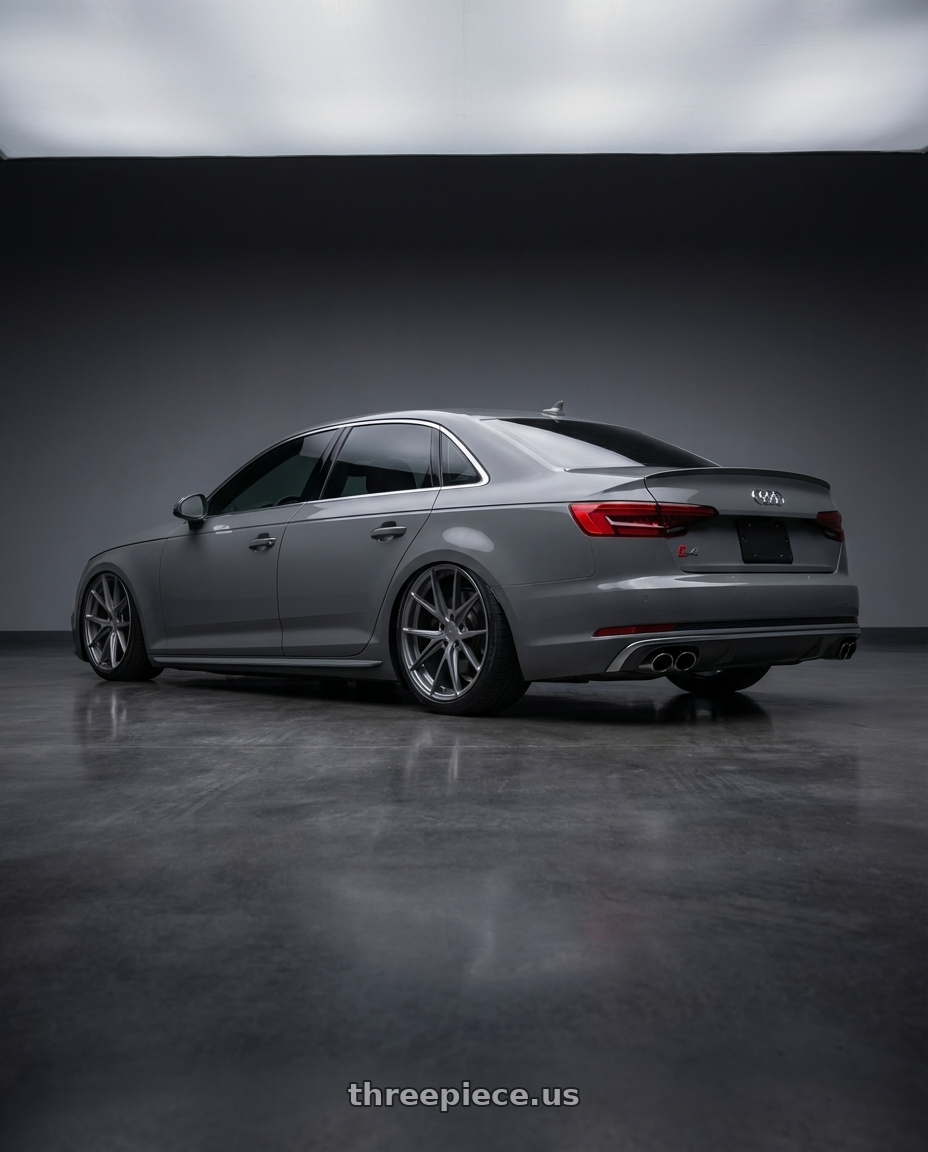 2023 Audi S4 B9 with Niche 1PC M116 MISANO 5X112 20X9 +27 MATTE GUN METAL wheels rear three quarter view slight stretch tires