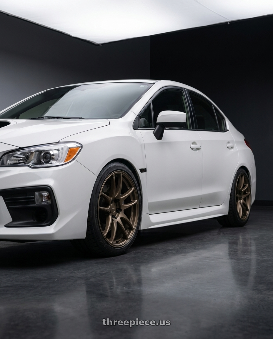 2021 subaru wrx crystal white with Work Emotion Cr Kiwami 5x114.3 18x9.5 +38 Matte Bronze wheels