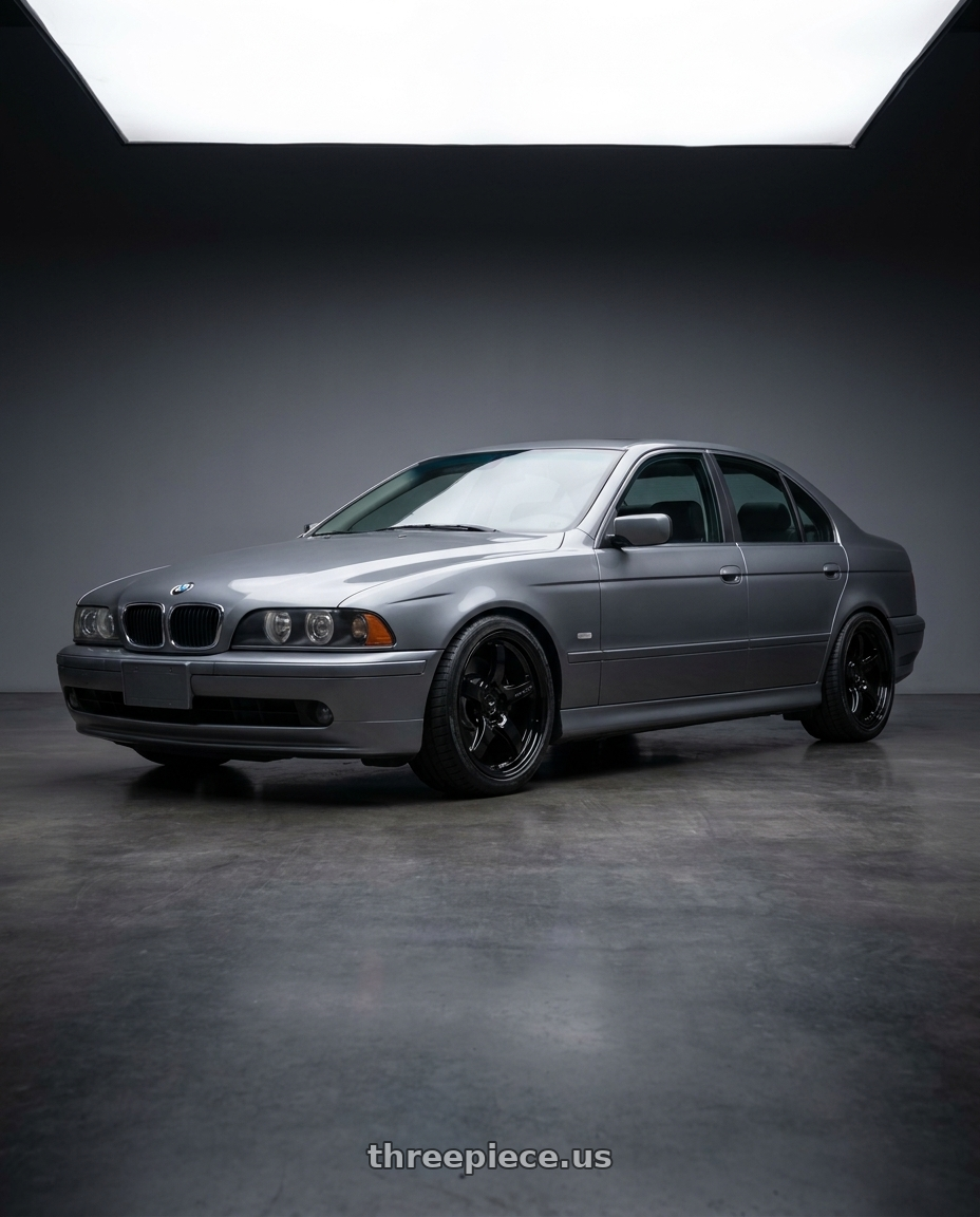 2000 BMW 528i Grey with Gram Lights 57CR 5x100 18x9.5+38 Glossy Black wheels