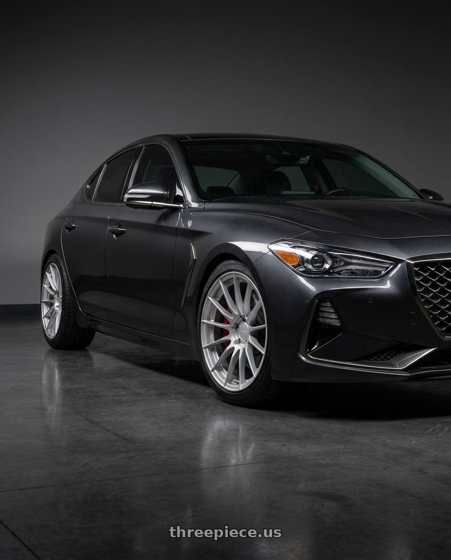 2019 Genesis G70 with Enkei RS05-RR 5x114.3 18x11+16 Sparkle Silver wheels