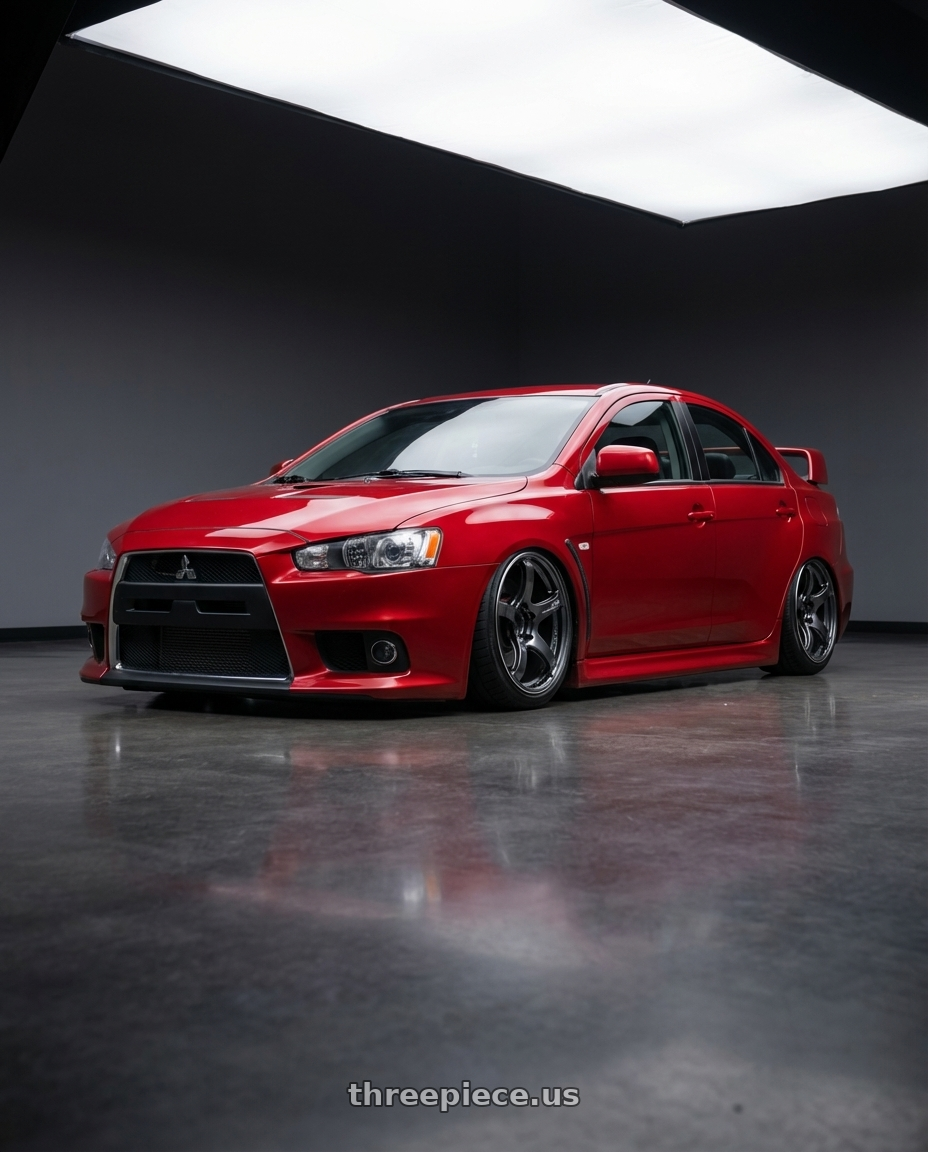 2012 Mitsubishi Lancer Evo X with Advan Racing TC4 5x114.3 18x8.5 +45 RACING GUNMETALLIC & RING wheels