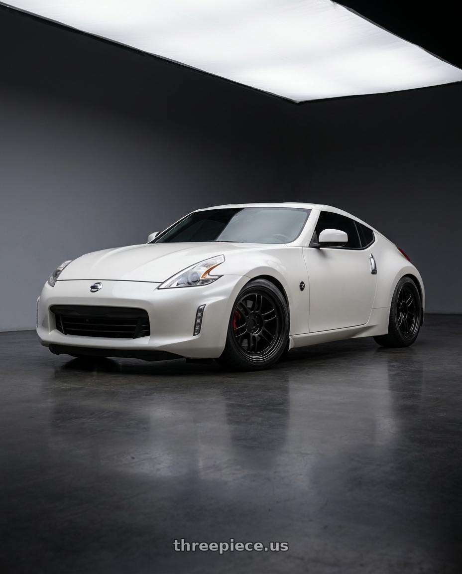 2018 Nissan 370z Sport White with Enkei RPF1 5x100 17x8+35 Black wheels