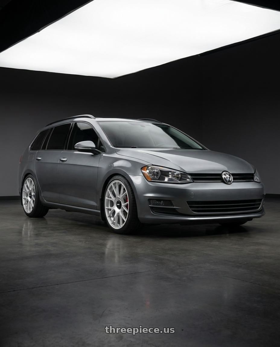 2017 VW Golf Sportwagen with Rotiform 1PC R902 TUF 5X112 19X8.5 +45 GLOSS SILVER wheels