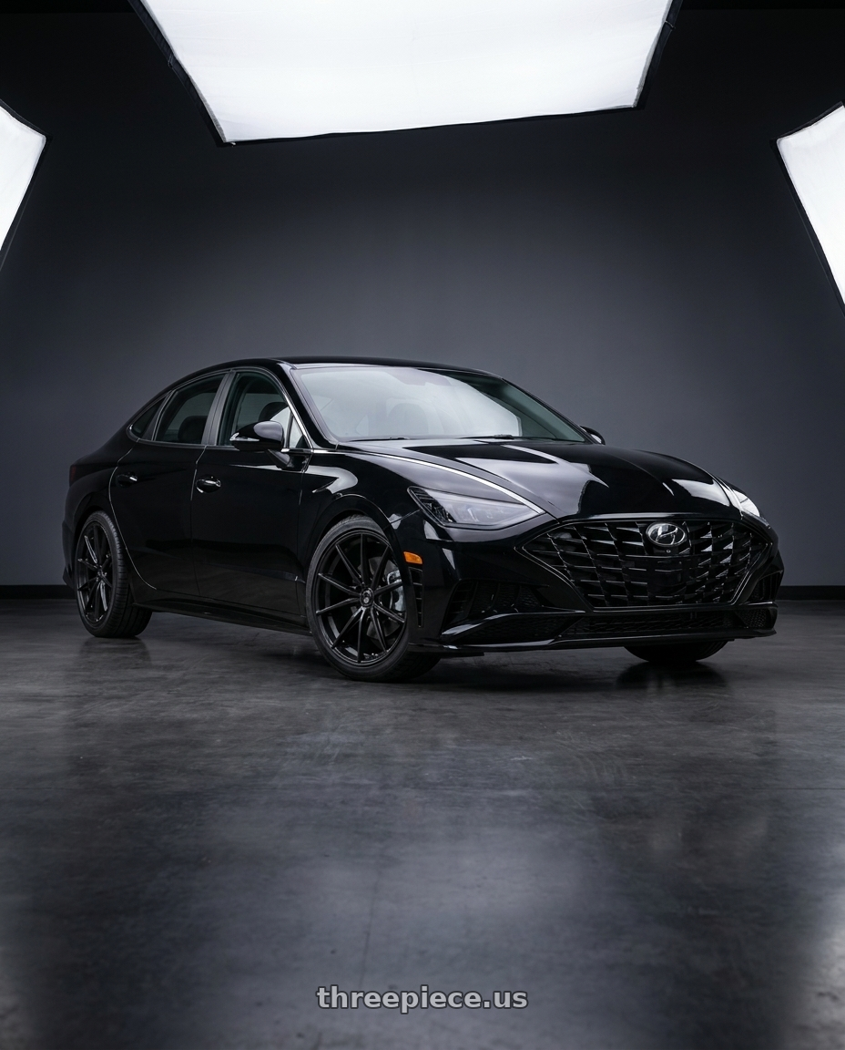 2021 Hyundai Sonata SE with Konig Oversteer 5x114.3 19x8.5+30 Gloss Black wheels