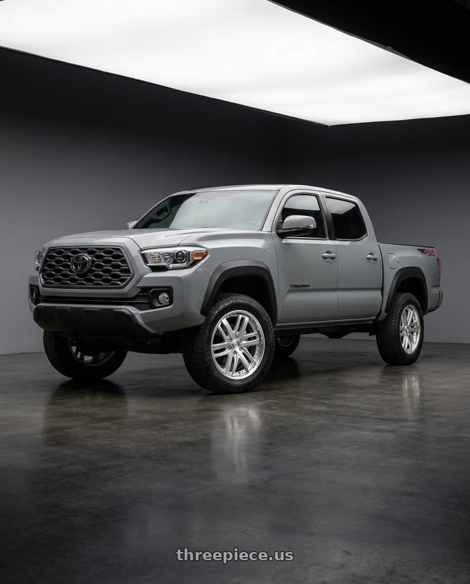 2022 Toyota Tacoma with Work Ls Brightring Suv 6x139.7 20x8.5+30 O Disk Calm Silver wheels