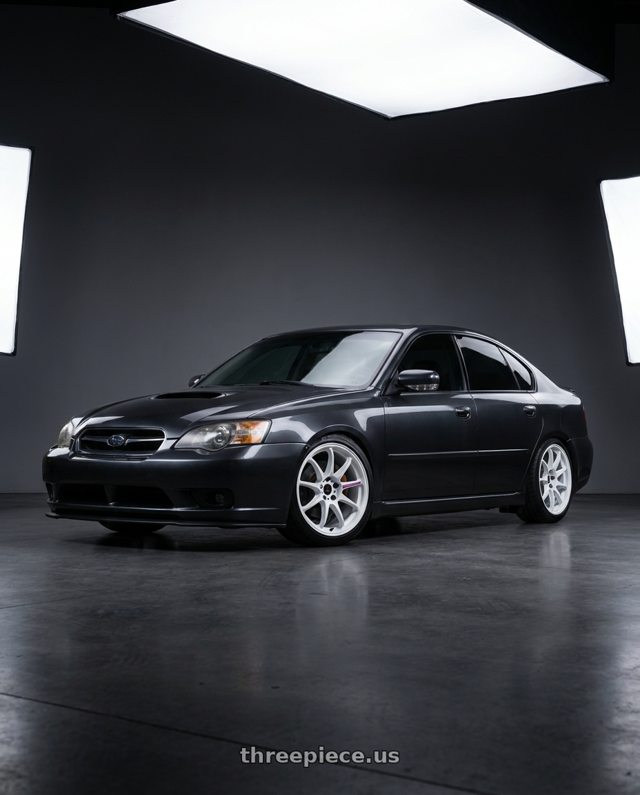2007 Subaru Legacy Gt spec b  with Work Emotion Zr10 5x100 18x8.5 +38 Azure White wheels