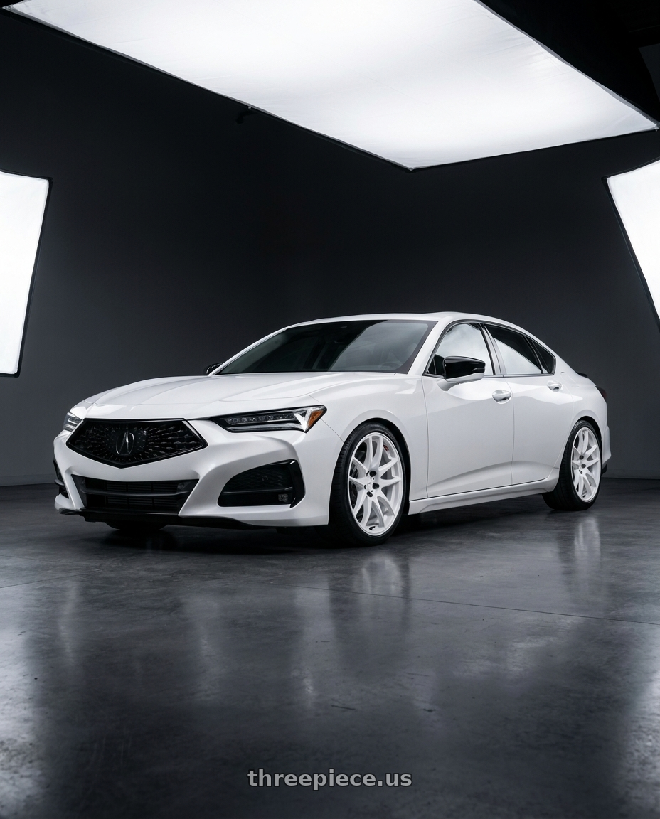 2022 Acura TLX 2 0T with Work Emotion Cr Kiwami 5x120 19x8.5 +35 White wheels
