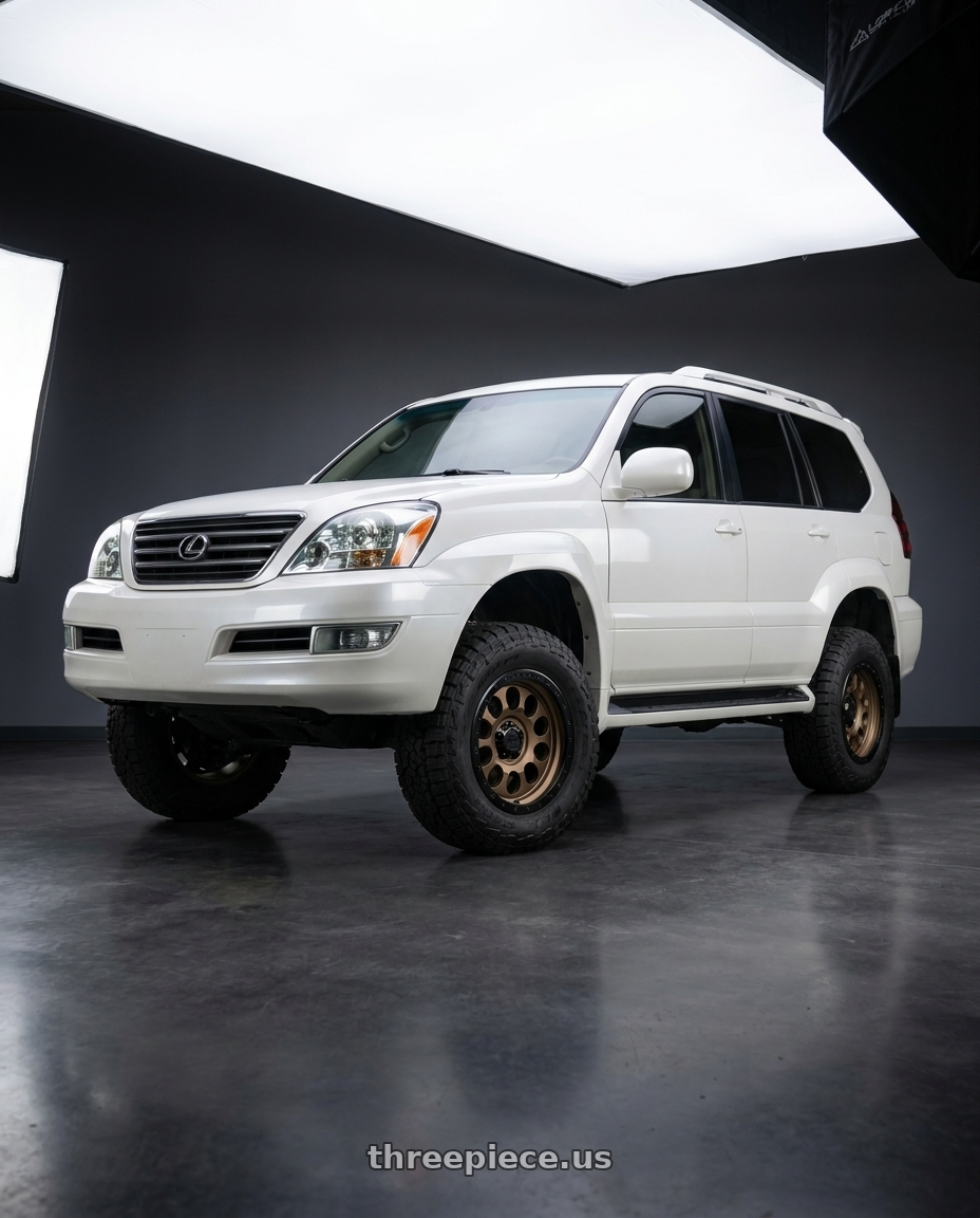2015 Lexus gx70 with LOCK OFFROAD 50CAL 6x139.7 17x9 -12 Matte Desert Bronze W Matte Black Ring wheels
