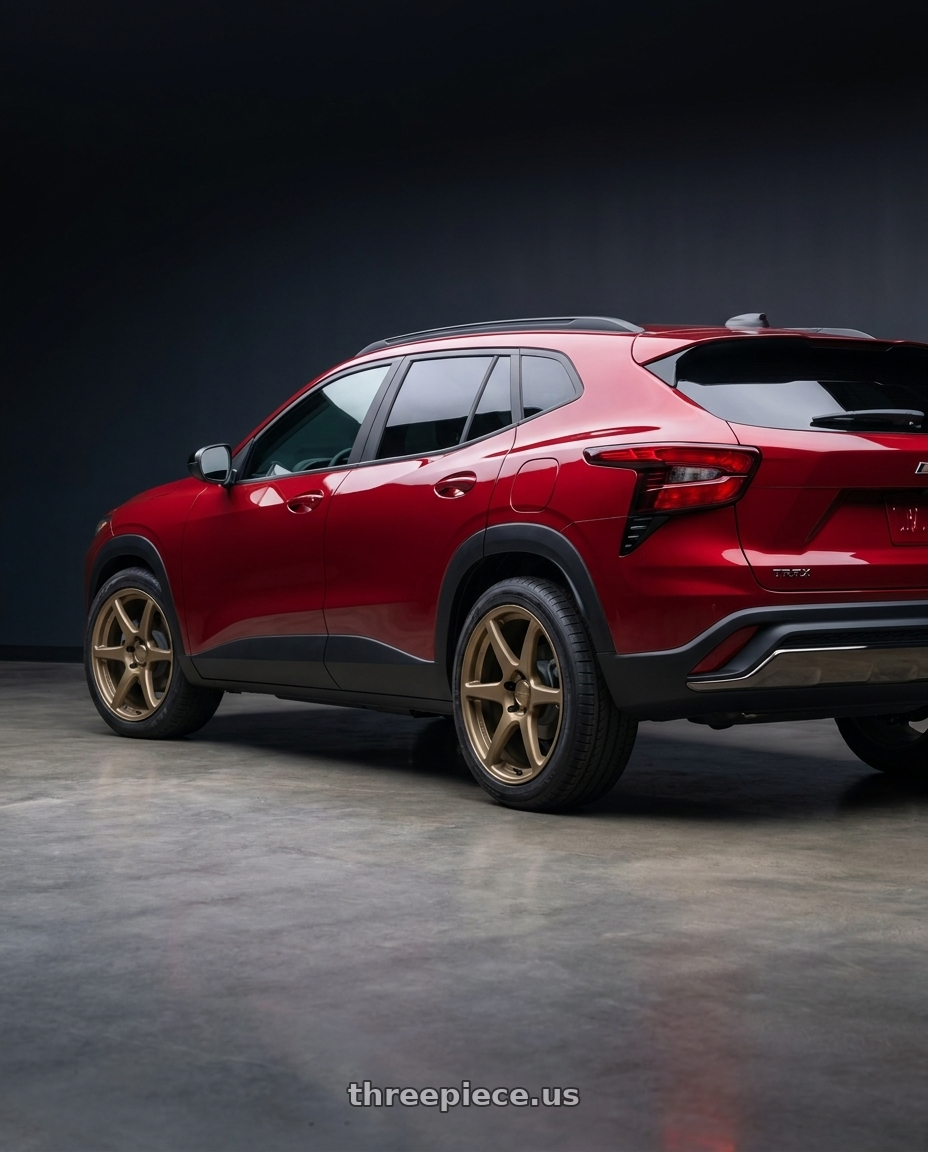 2025 Chevy trax lt with Kansei K11B Tandem 5X120 18x8.5 35 Bronze wheels rear three quarter view square tires