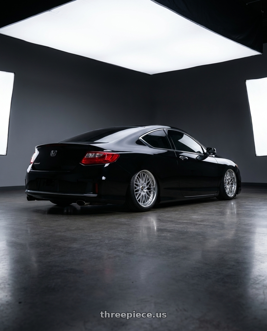 2015 accord lxs with Work Vs-Xv 5x100 19x9+20 R Disk Silky Rich Silver wheels rear three quarter view slight stretch tires
