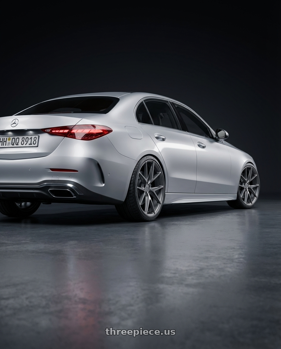 2022 Mercedes-Benz C-Class W206 with Niche 1PC M116 MISANO 5X112 19X8.5 +25 MATTE GUN METAL wheels rear three quarter view square tires