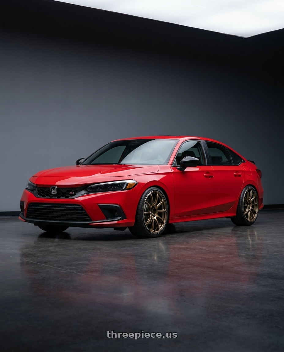 2026 Honda Civic Si with Advan Racing RSIII 5x114.3 18x9.5 +35 UMBER BRONZE METALLIC & RING wheels
