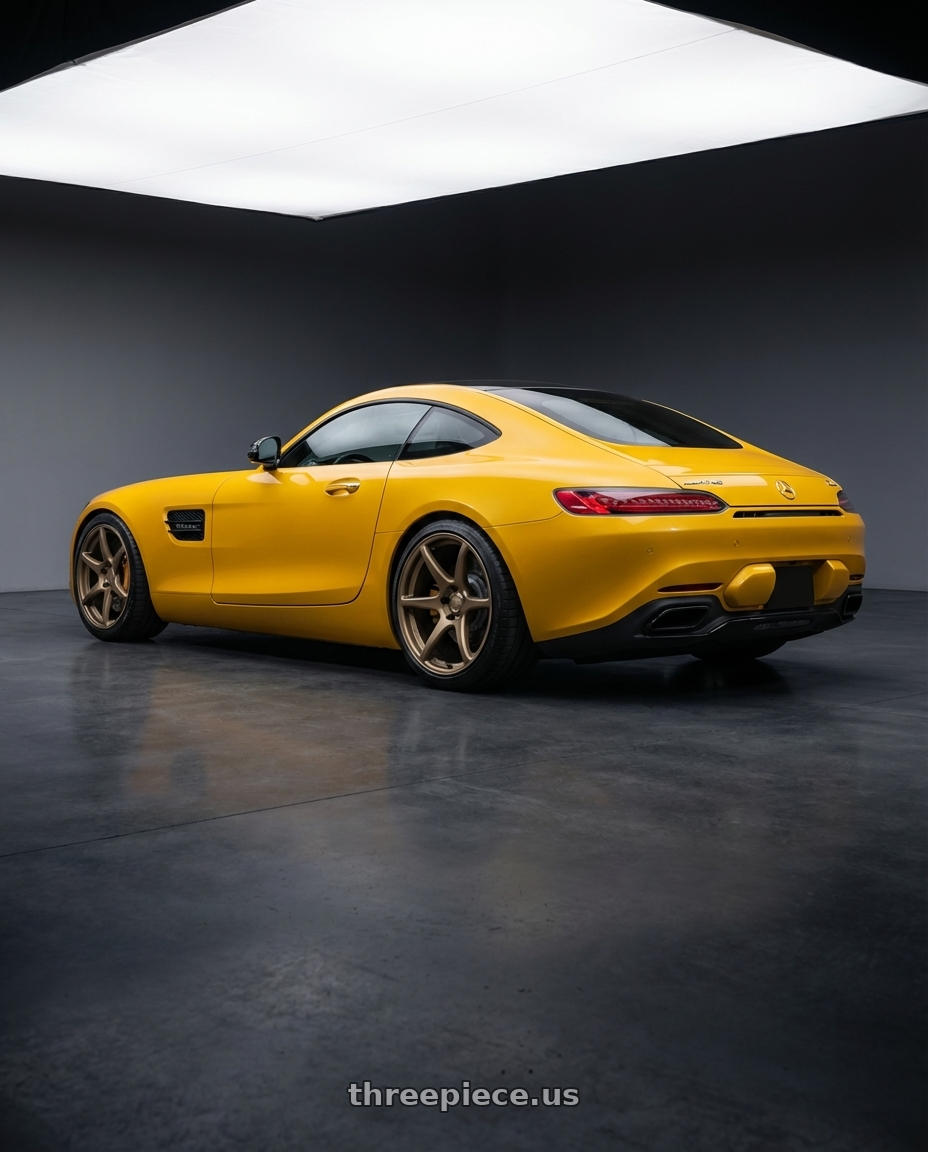 2019 Mercedes-Benz AMG GT with Kansei K11B Tandem 5X112 19x9.5 22 Bronze wheels rear three quarter view square tires