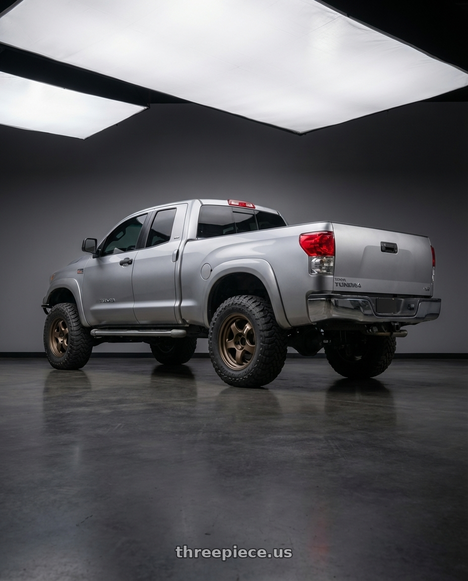 2007 Toyota Tundra with WORK Meister S1 SUV 5x150 18x9+0 Matte Bronze wheels rear three quarter view meaty tires