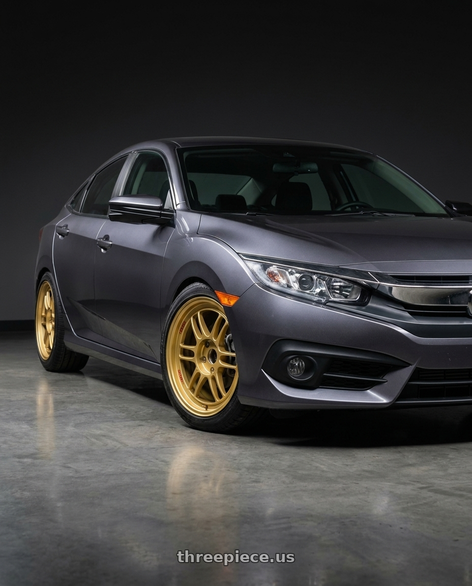 2016 Honda Civic LX with Enkei RPF1 5x114.3 17x8+45 Gold wheels