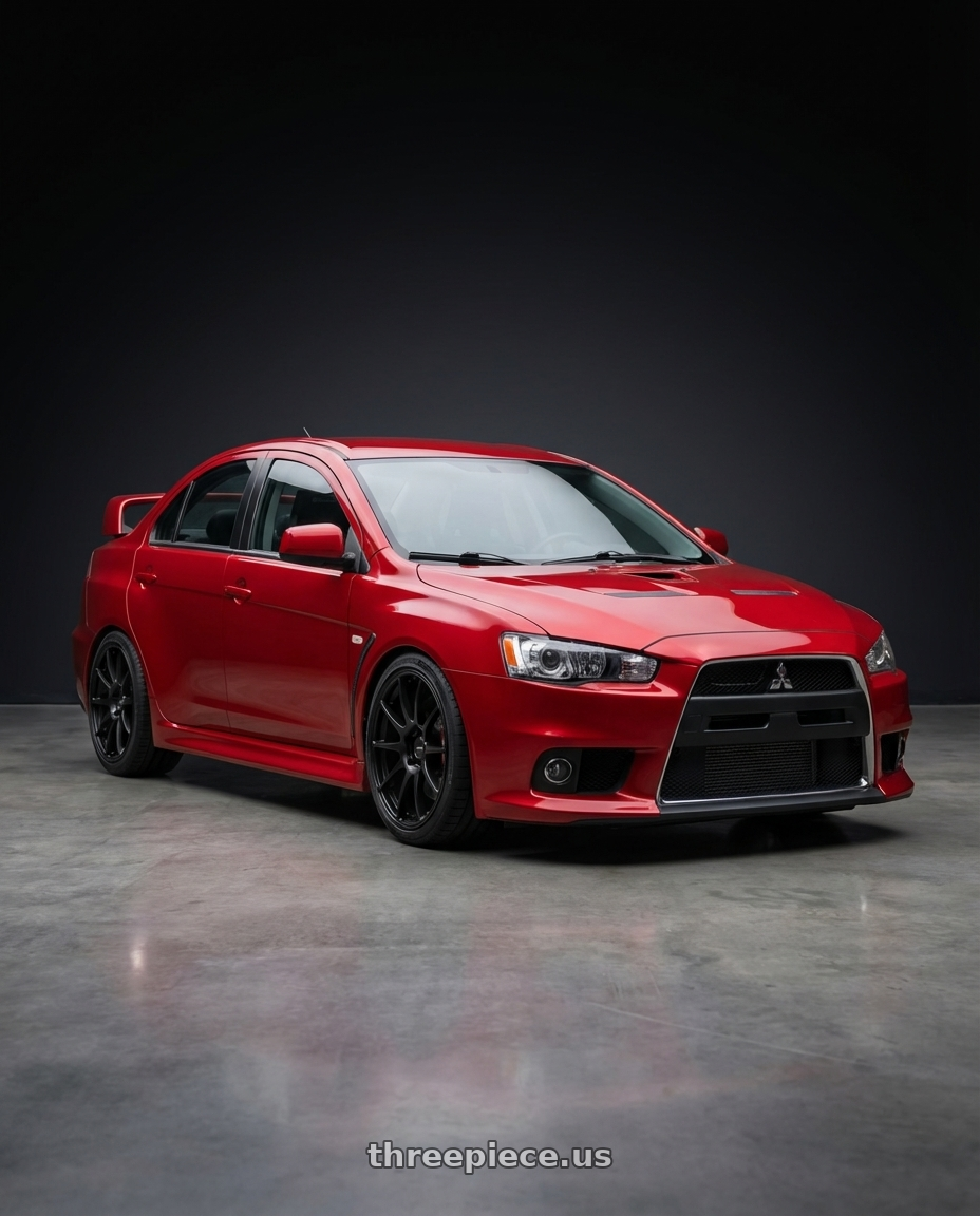 2012 Mitsubishi Lancer Evo X with Ssr Gtv02 5x114.3 18x8+35  FLAT BLACK wheels