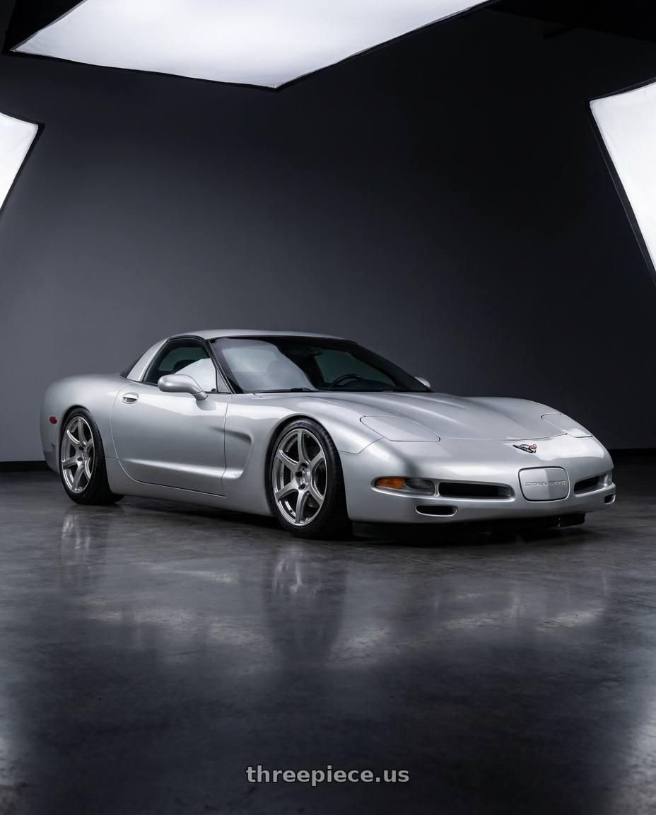 2000 Chevrolet corvette with Work Emotion T7r 5x120 18x9.5 +38 Gt Silver wheels