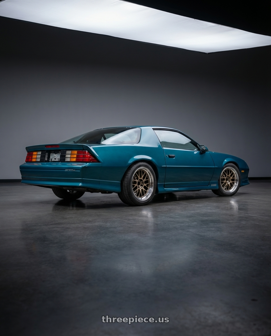 1991 Chevrolet camper RS with Volk Racing 21A SPEC-SR 5x120 18x9.5 +22 SHINING BRONZE METAL / RIM DC wheels rear three quarter view square tires