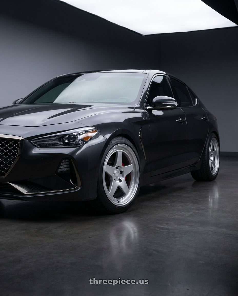 2019 Genesis G70 with Kansei K12H KNP 5X100 17x9 35 Hyper Silver wheels