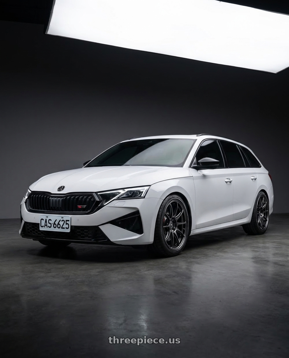 2025 Skoda Octavia rs with Volk Racing G16 M-SPEC 5x114.3 19x10.5 +35 SHINING BLACK METAL wheels