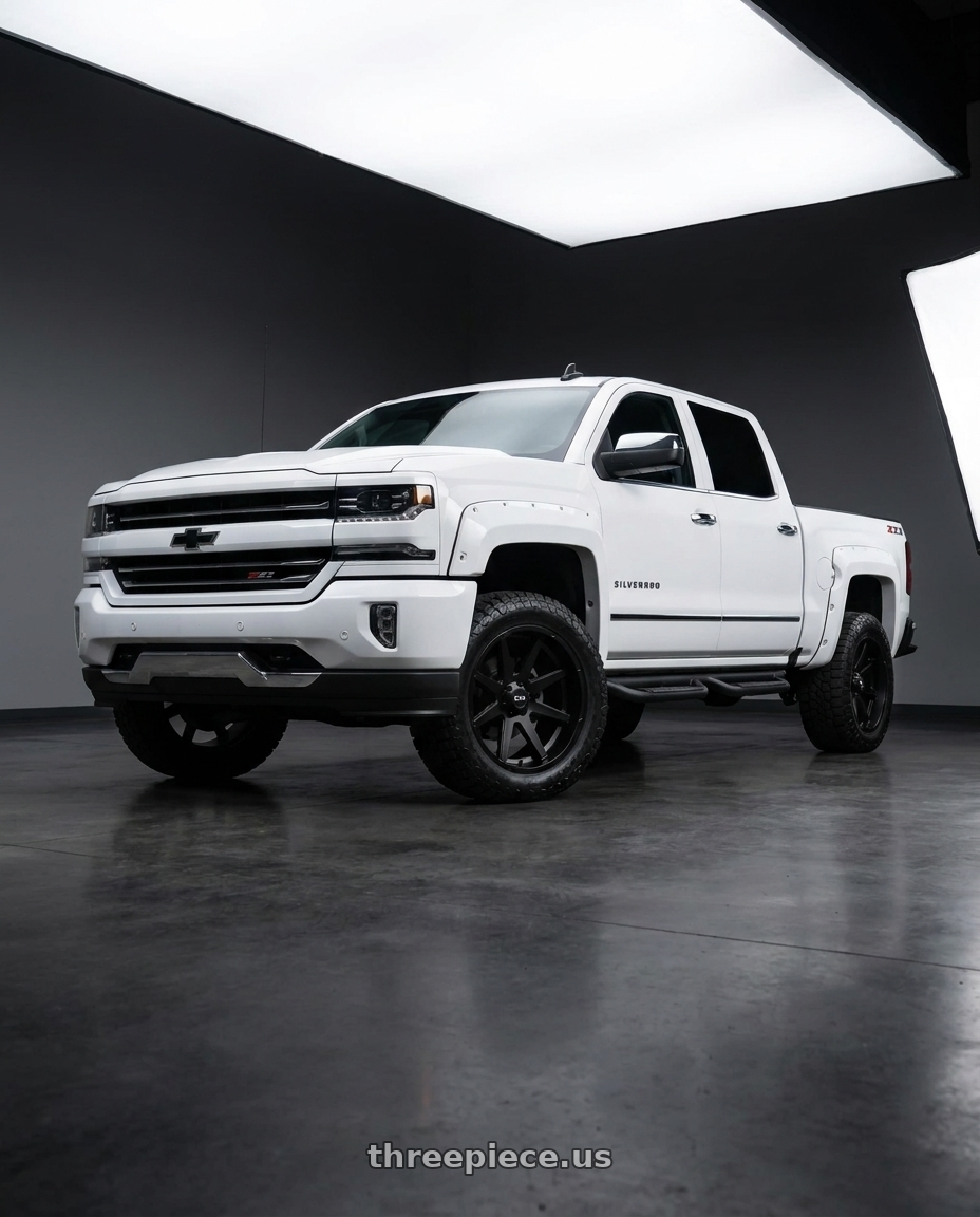2018 Chevrolet Silverado 1500 SSV with Ion Type 143 6x139.7 20x10-19 Matte Black wheels