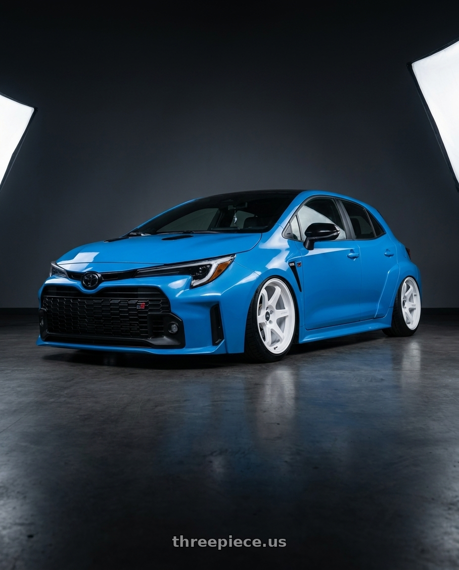 2024 Toyota GR Corolla with ESR Wheels APEX SERIES AP6 5x114.3 18x9.5 +35 Gloss White wheels