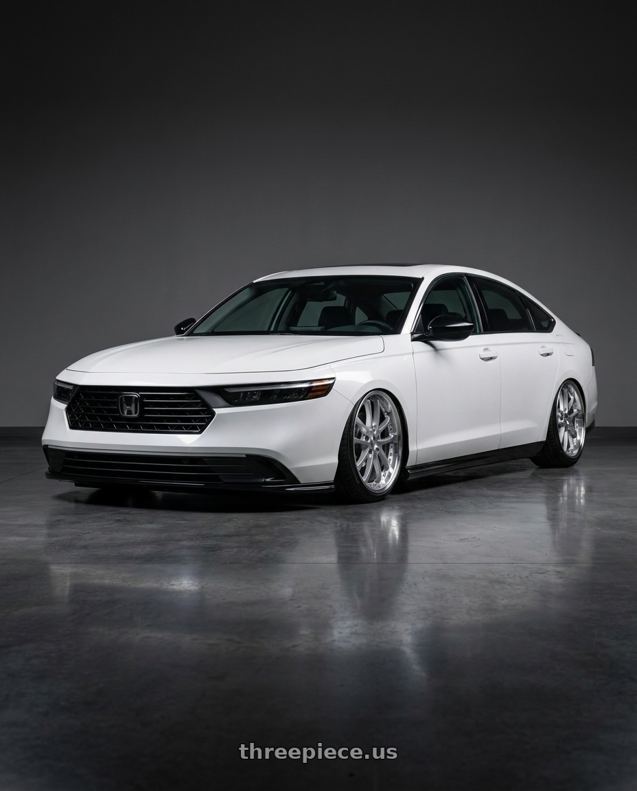 2026 Honda accord sport with Vors AR5 5x114.3 17x8 +35 Silver Machine Face Lip Chrome Rivet wheels
