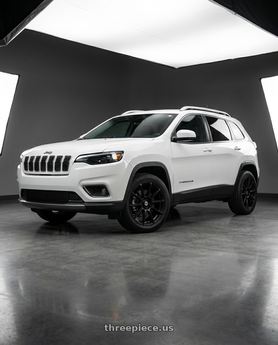2019 Jeep Cherokee Latitude with Konig Control 5x110/5x115 17x7+40 Matte Black wheels