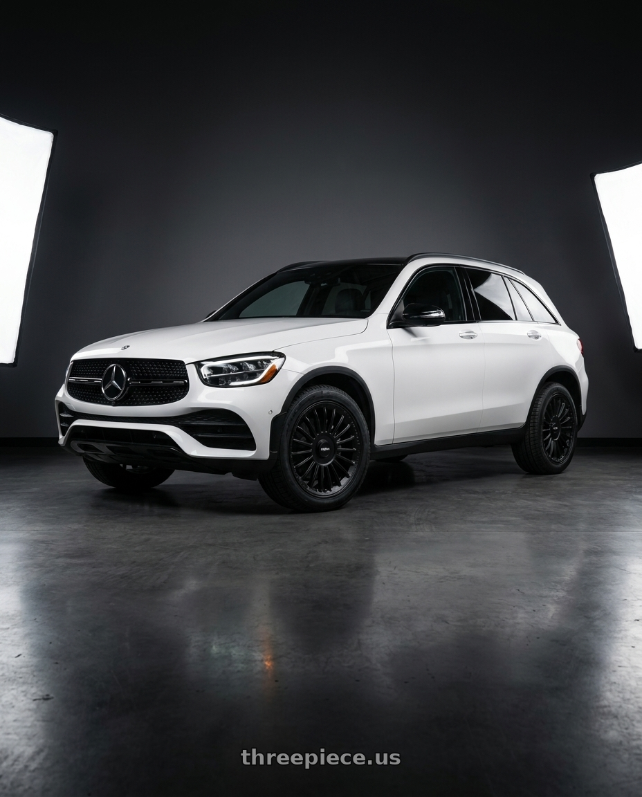 2022 Mercedes Glc300 with Rotiform 1PC R161 BUC-M BLANK 19X8.5 +35 MATTE BLACK wheels