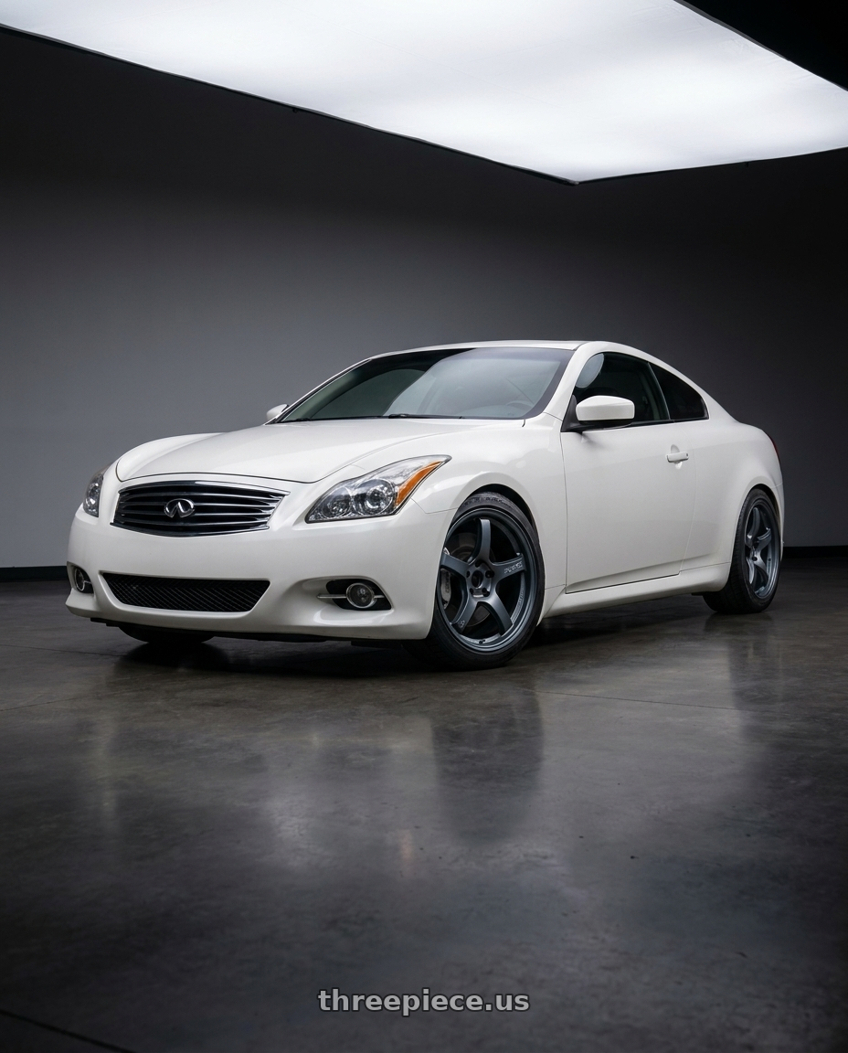 2014 Infiniti G37 Coupe with Gram Lights 57CR 5x114.3 19x10.5+12 Gunblue II wheels