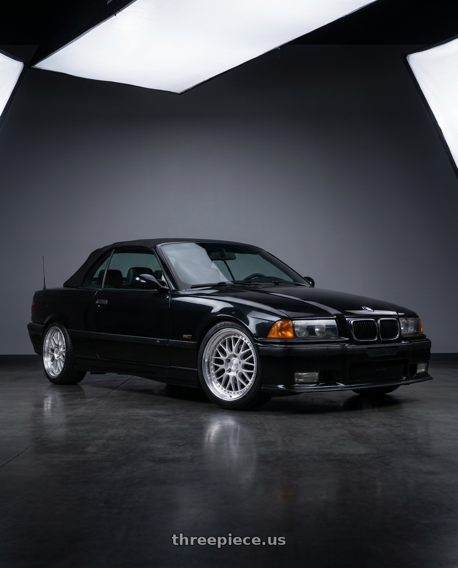 1998 BMW M3 convertible black with ESR Wheels SR SERIES SR01 5x100 17x8.5 +30 Hyper Silver wheels
