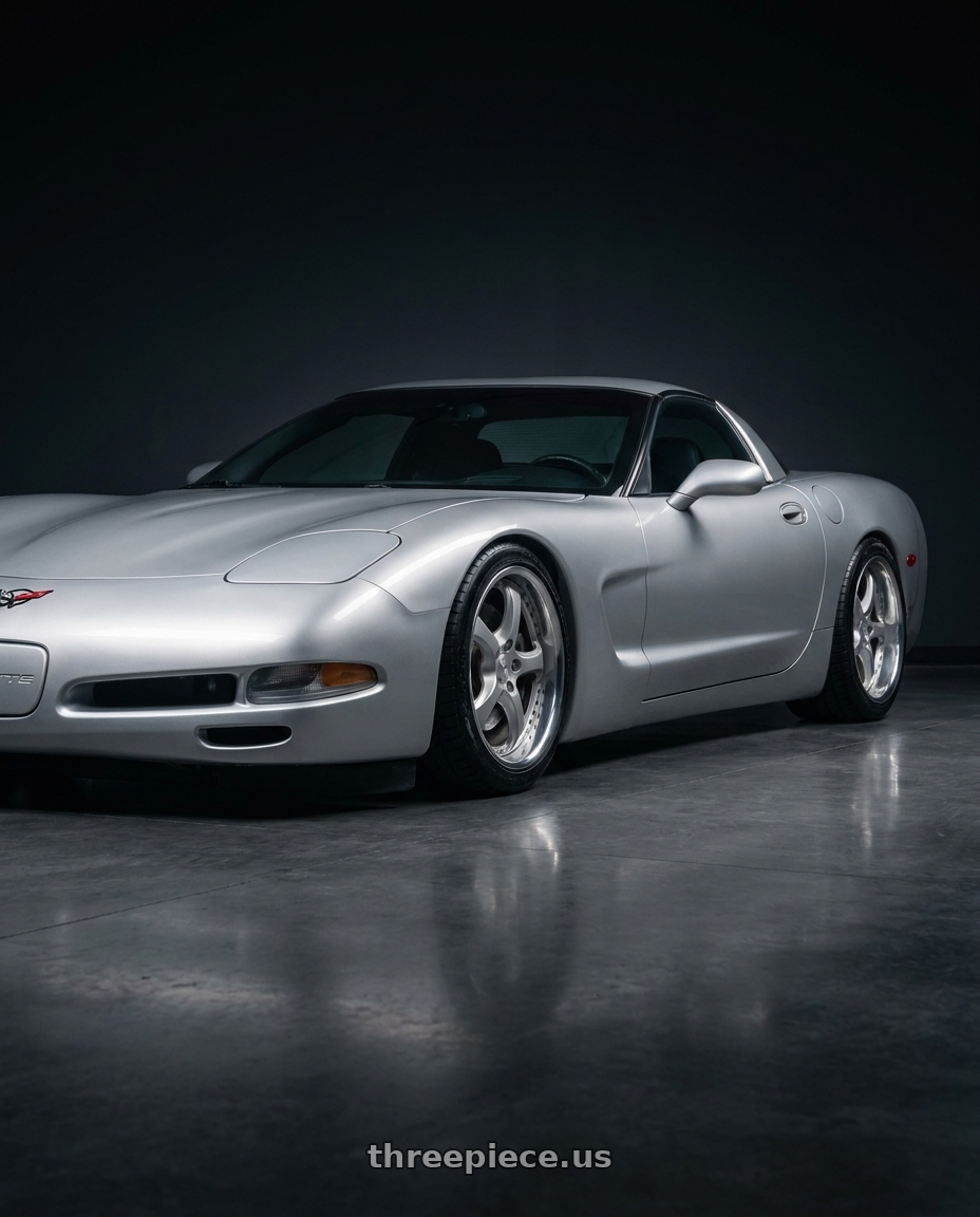 2000 Chevrolet corvette with Work Wheels VS-KF 5x120.65 19x10.5-11 Light Grey Silver O Disk FULL REVERSE wheels