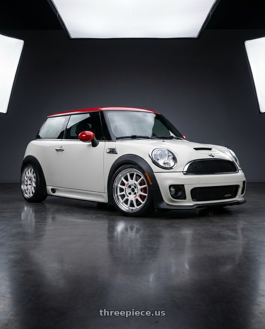 2013 mini cooper JCW with Work Emotion Rs11 2p 4x100 17x7 45 white wheels